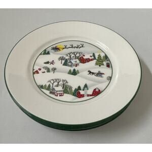 Lenox Sleighride Dessert Plates Bone China Christmas 6 3/4" Set of 4